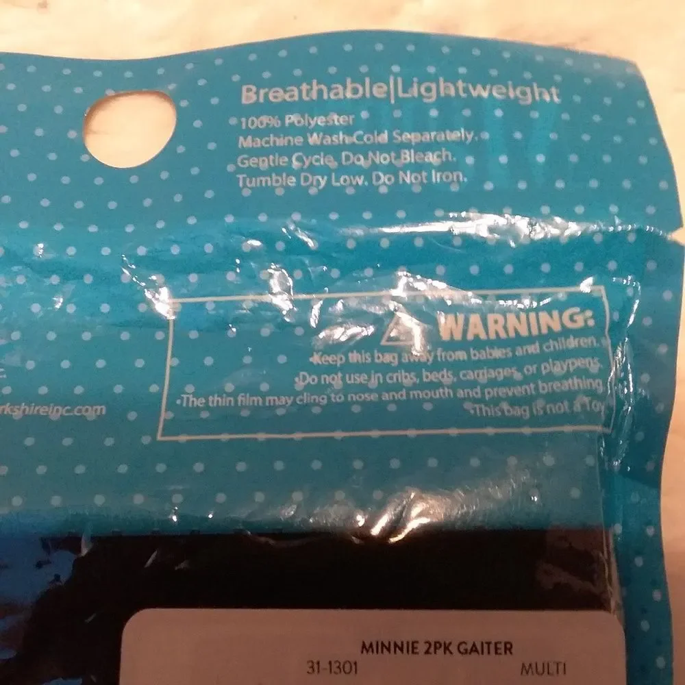 Disney Minnie Mouse Neck Gaiter Masks Pack of 2 Ages 4 and Up New OOS